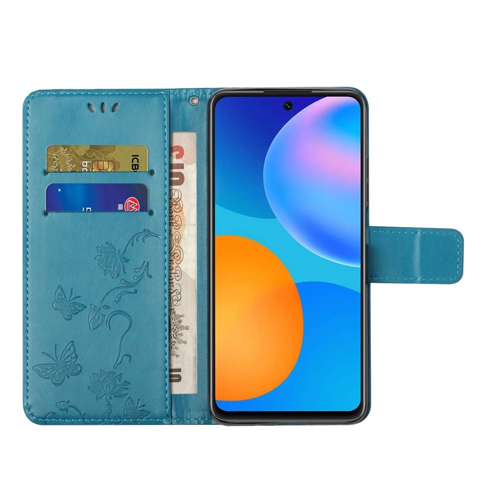 Lærveske Sommerfugler Samsung Galaxy A82 5G Blå