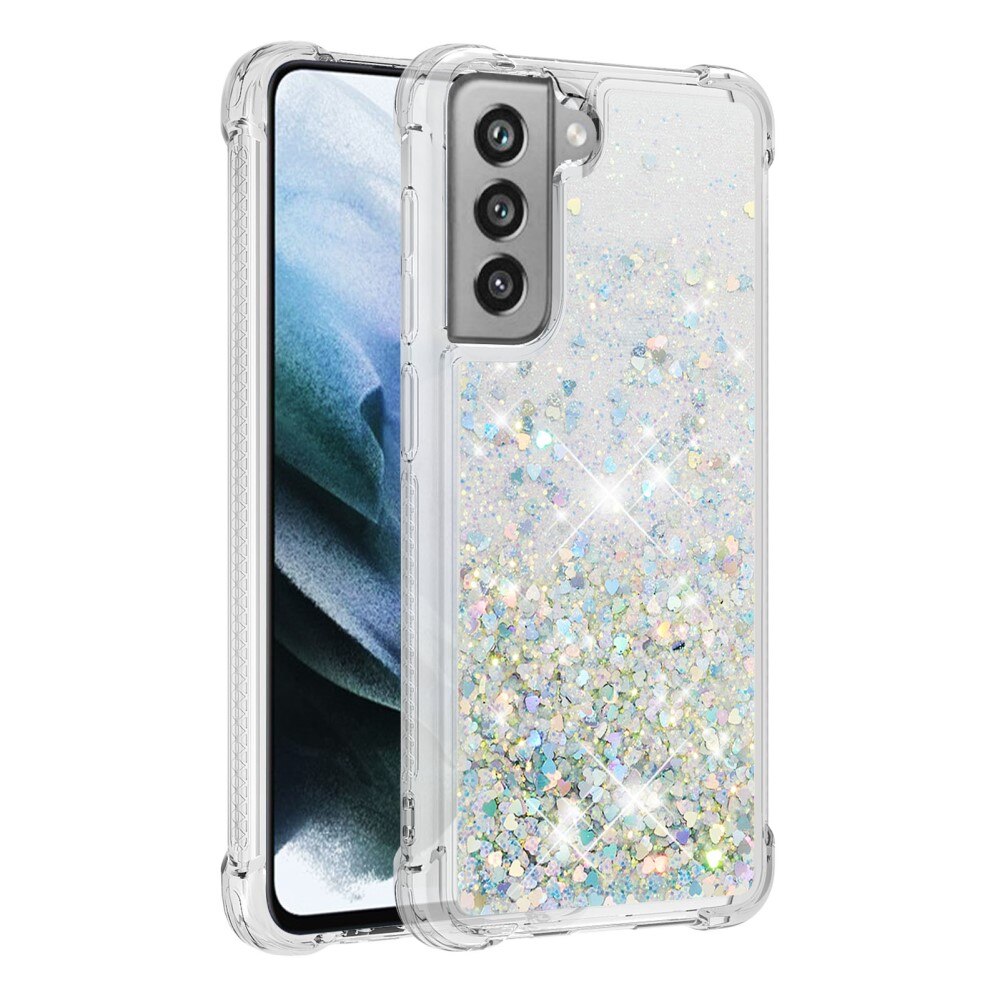 Glitter Powder TPU Case Galaxy S21 FE sølv