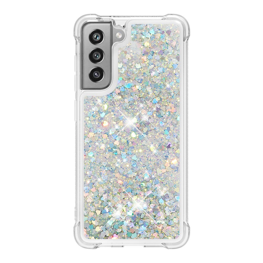 Glitter Powder TPU Case Galaxy S21 FE sølv