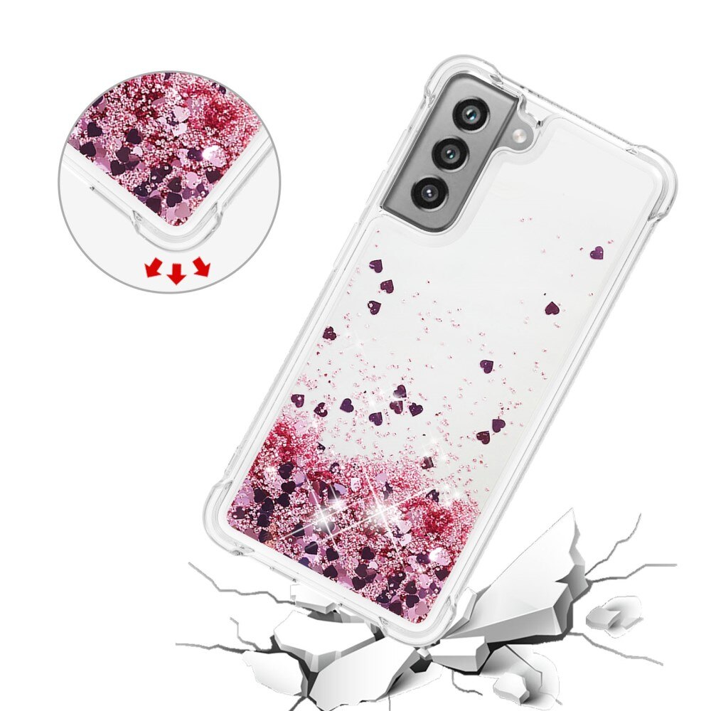 Glitter Powder TPU Deksel Samsung Galaxy S21 FE rosa