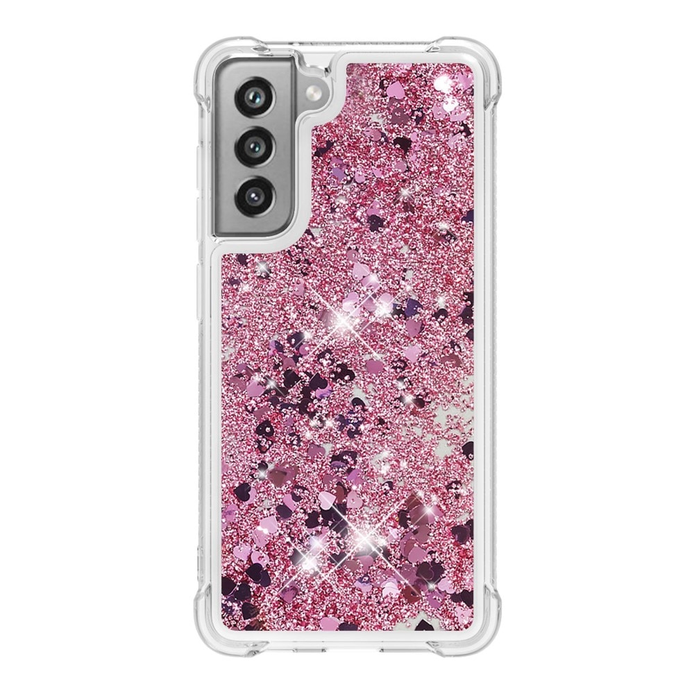 Glitter Powder TPU Deksel Samsung Galaxy S21 FE rosa
