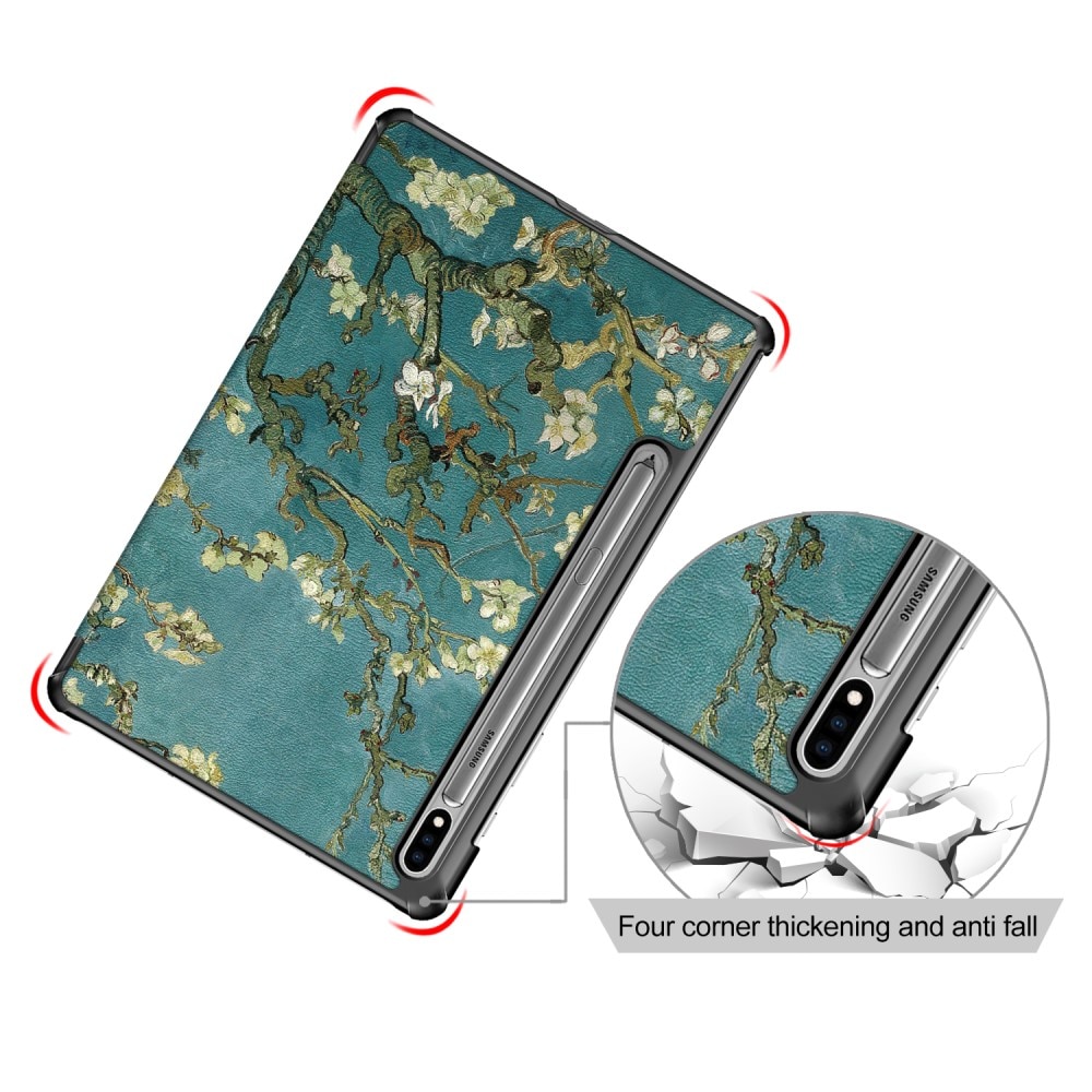 Etui Tri-fold Samsung Galaxy Tab S7 FE - Kirsebærblomster