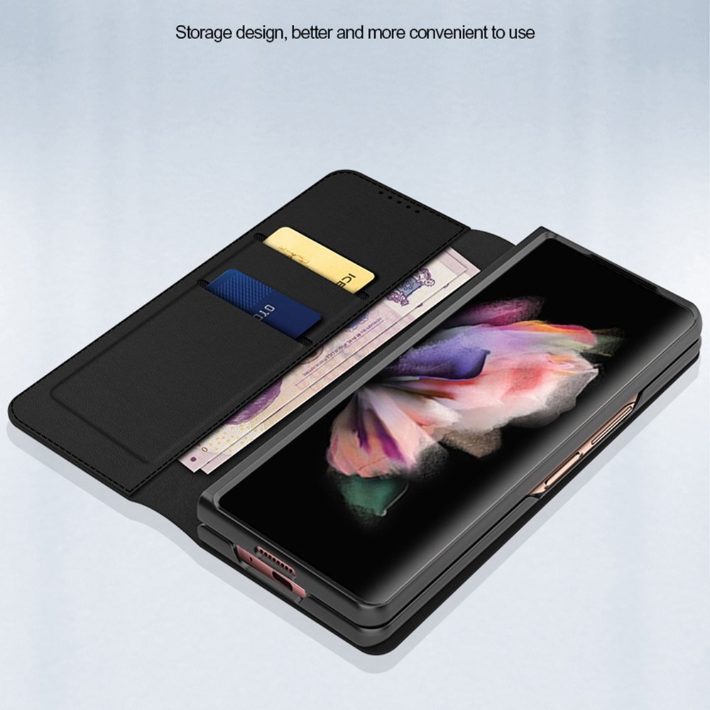 Ekte Lærveske Samsung Galaxy Z Fold 3 Svart
