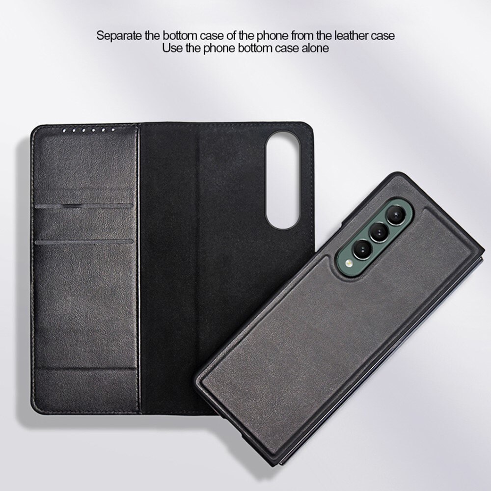 Ekte Lærveske Samsung Galaxy Z Fold 3 Svart