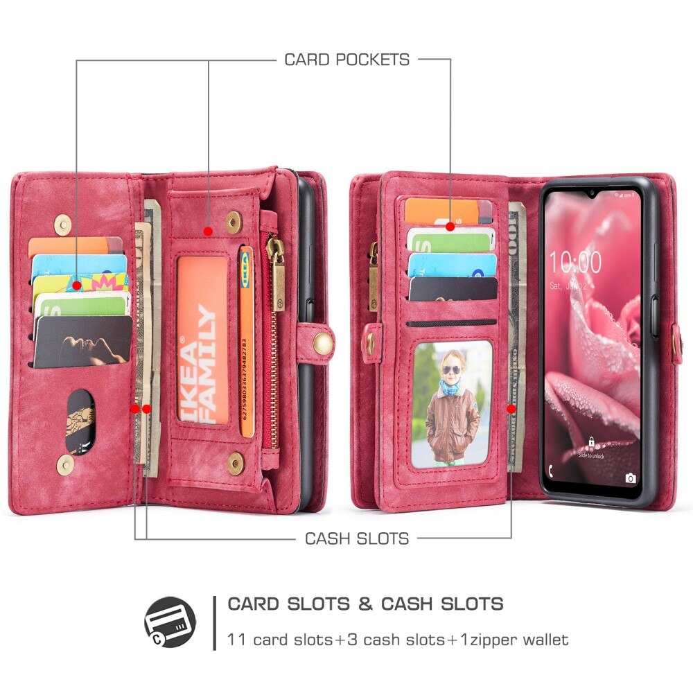 Multi-slot Lommeboksetui Samsung Galaxy A12 5G Rød