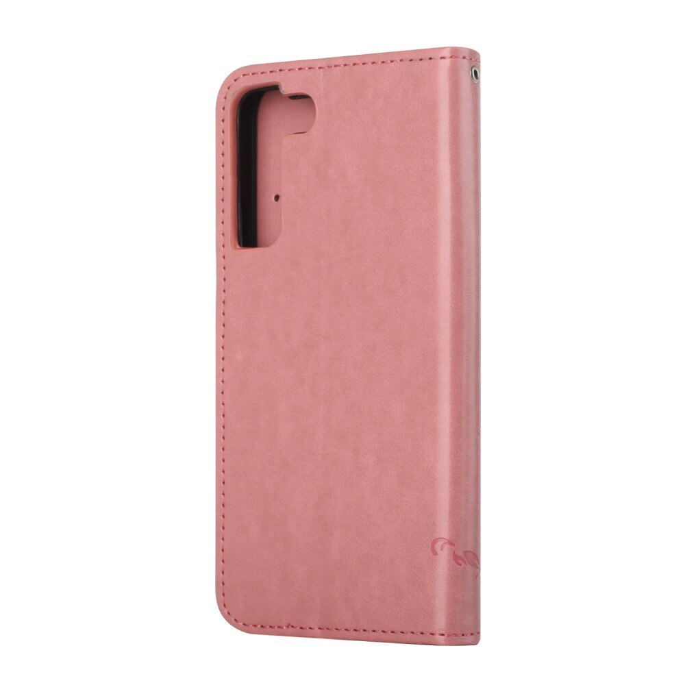 Lærveske Sommerfugler Samsung Galaxy S22 Plus Rosa