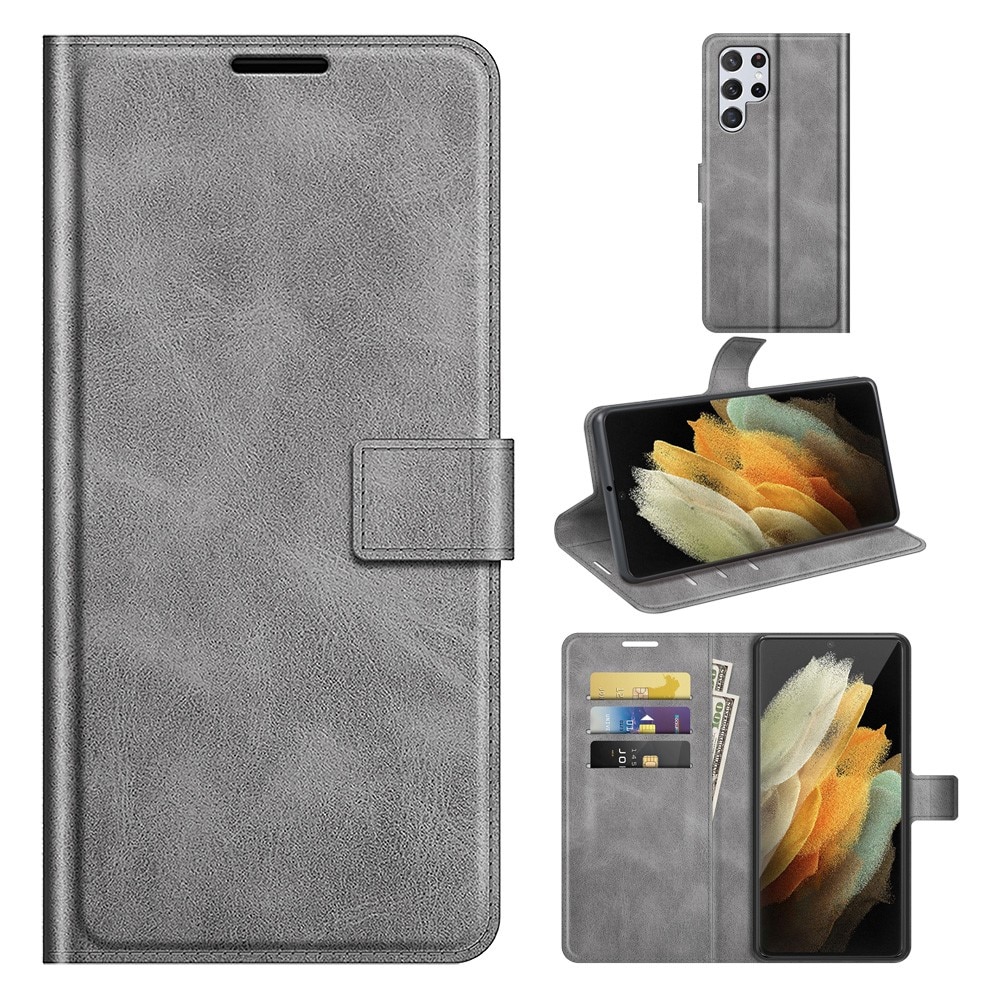 Leather Wallet Galaxy S22 Ultra Grey
