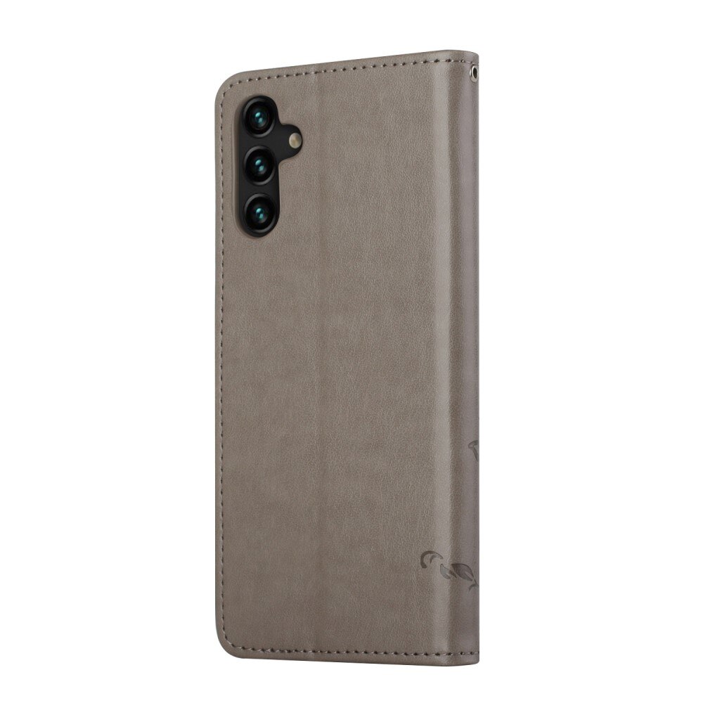 Lærveske Sommerfugler Samsung Galaxy A04s Grå