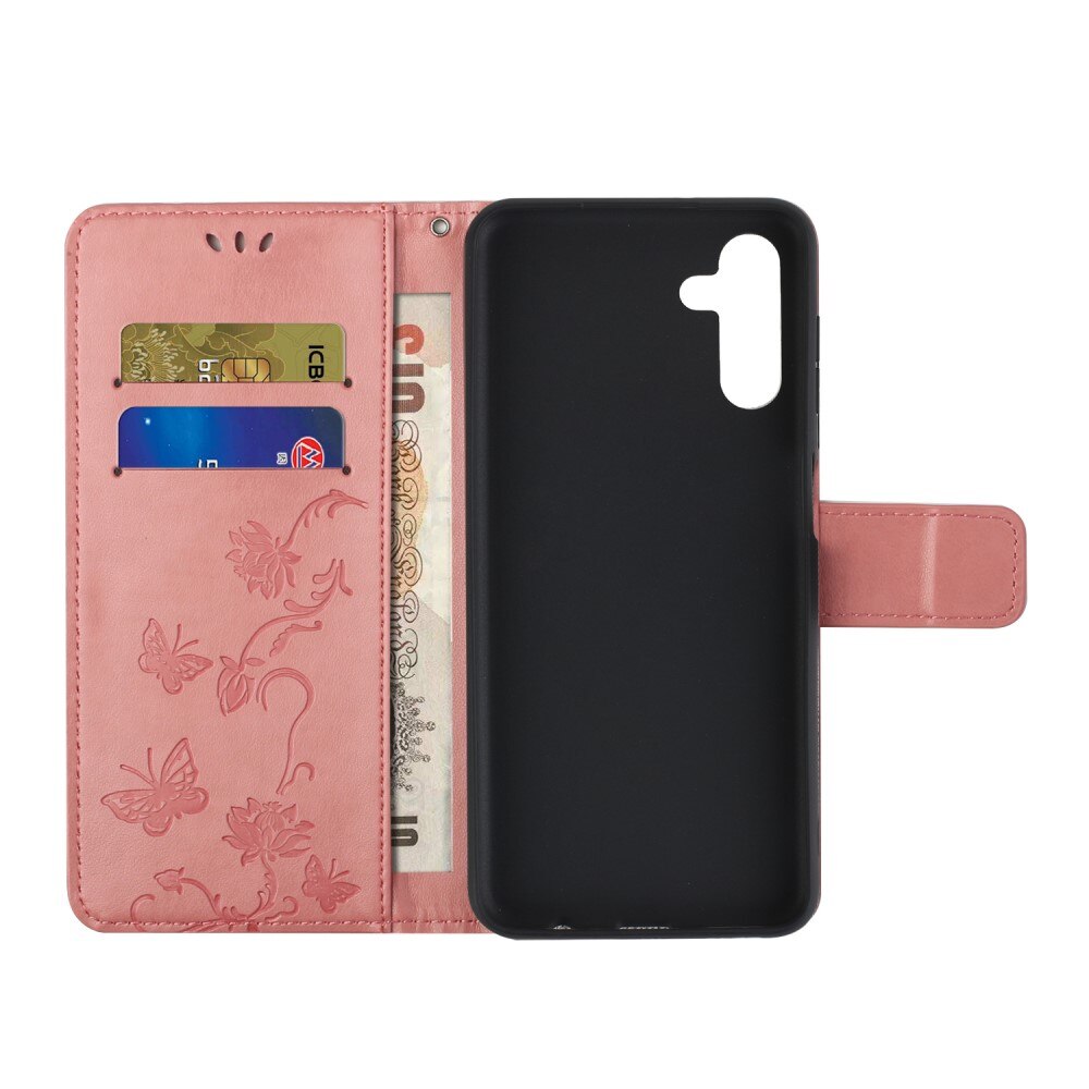 Lærveske Sommerfugler Samsung Galaxy A04s Rosa