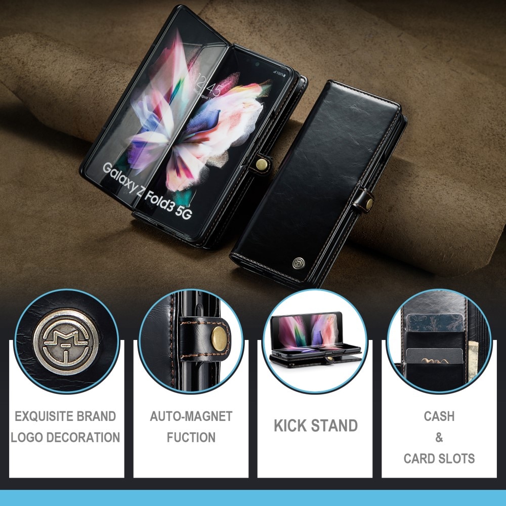 Leather Wallet Samsung Galaxy Z Fold 3 svart