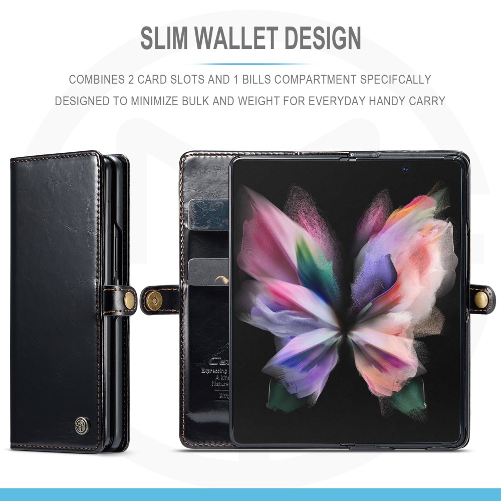 Leather Wallet Samsung Galaxy Z Fold 3 svart