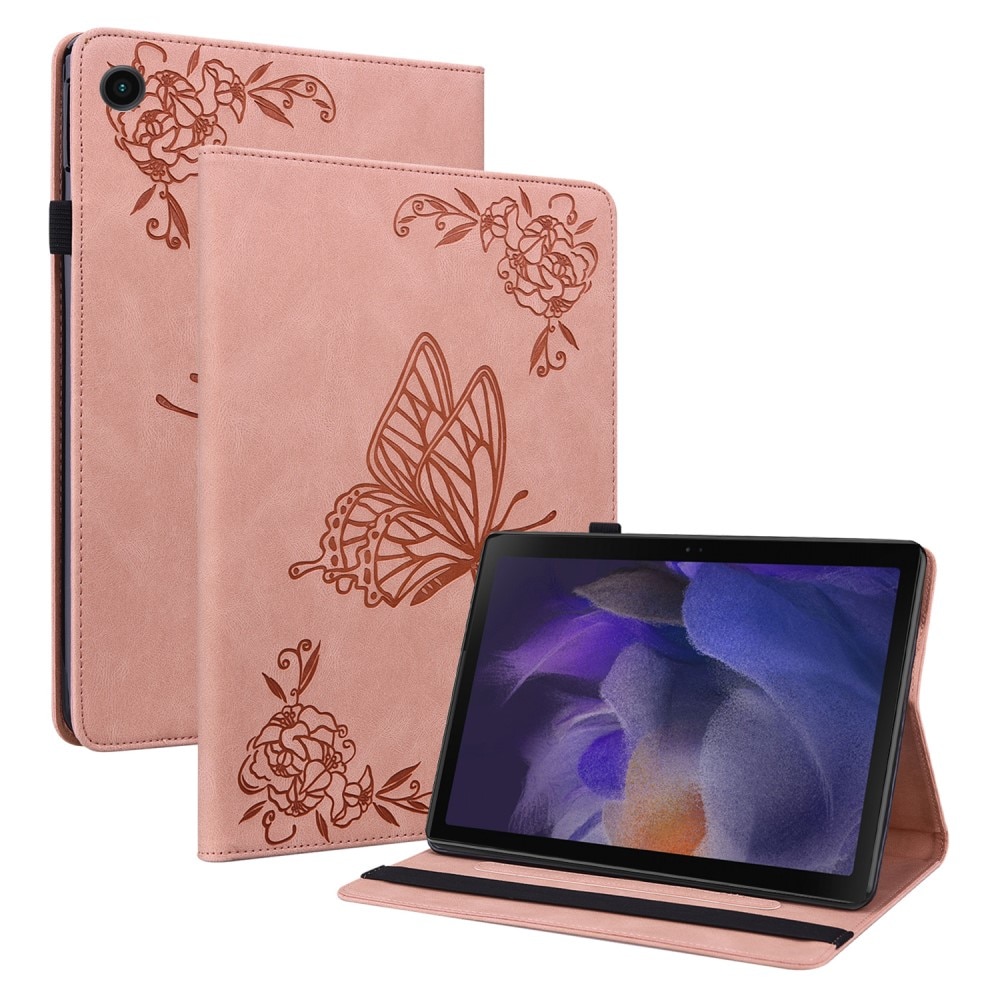 Lærveske Sommerfugler Samsung Galaxy Tab A8 10.5 rosa