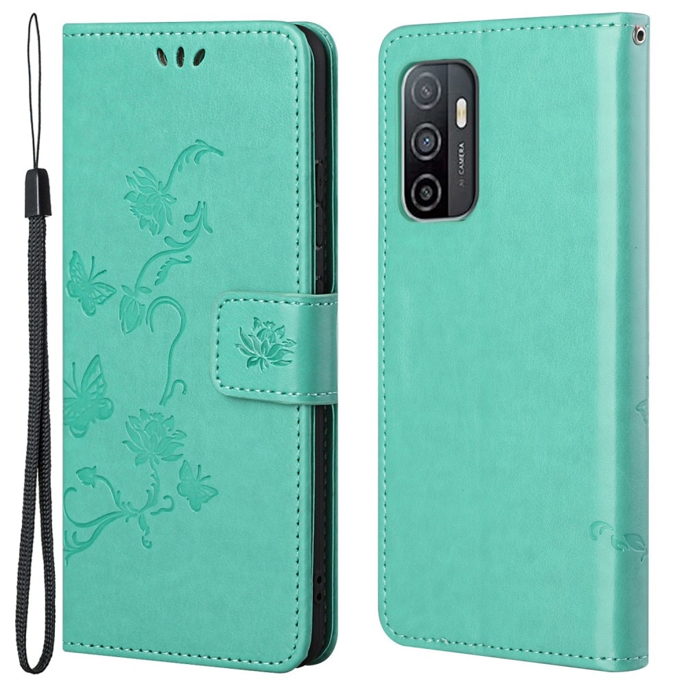 Lærveske Sommerfugler Samsung Galaxy A53 grønn