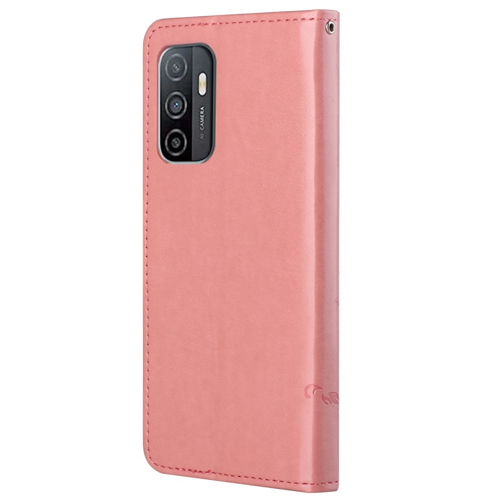 Lærveske Sommerfugler Samsung Galaxy A33 rosa