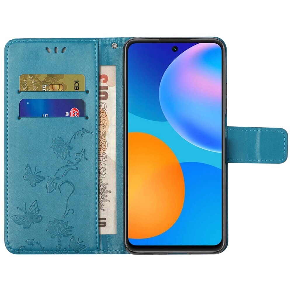 Lærveske Sommerfugler Samsung Galaxy A73 5G Blå