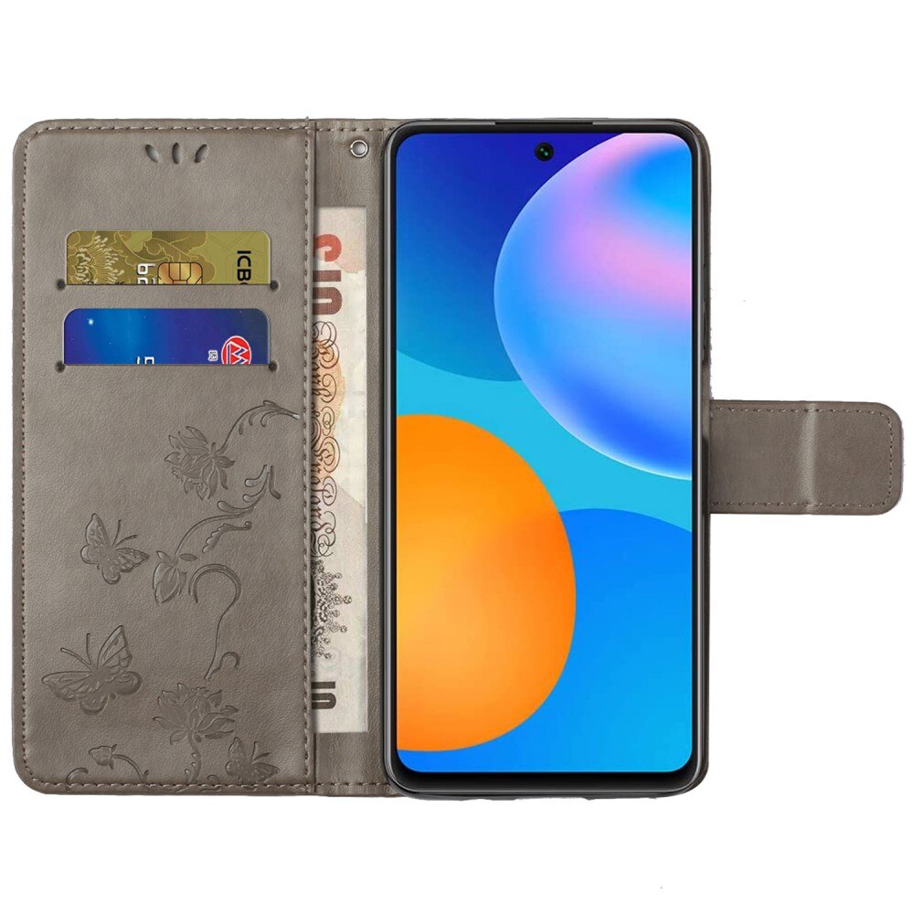 Lærveske Sommerfugler Samsung Galaxy A73 5G Grå