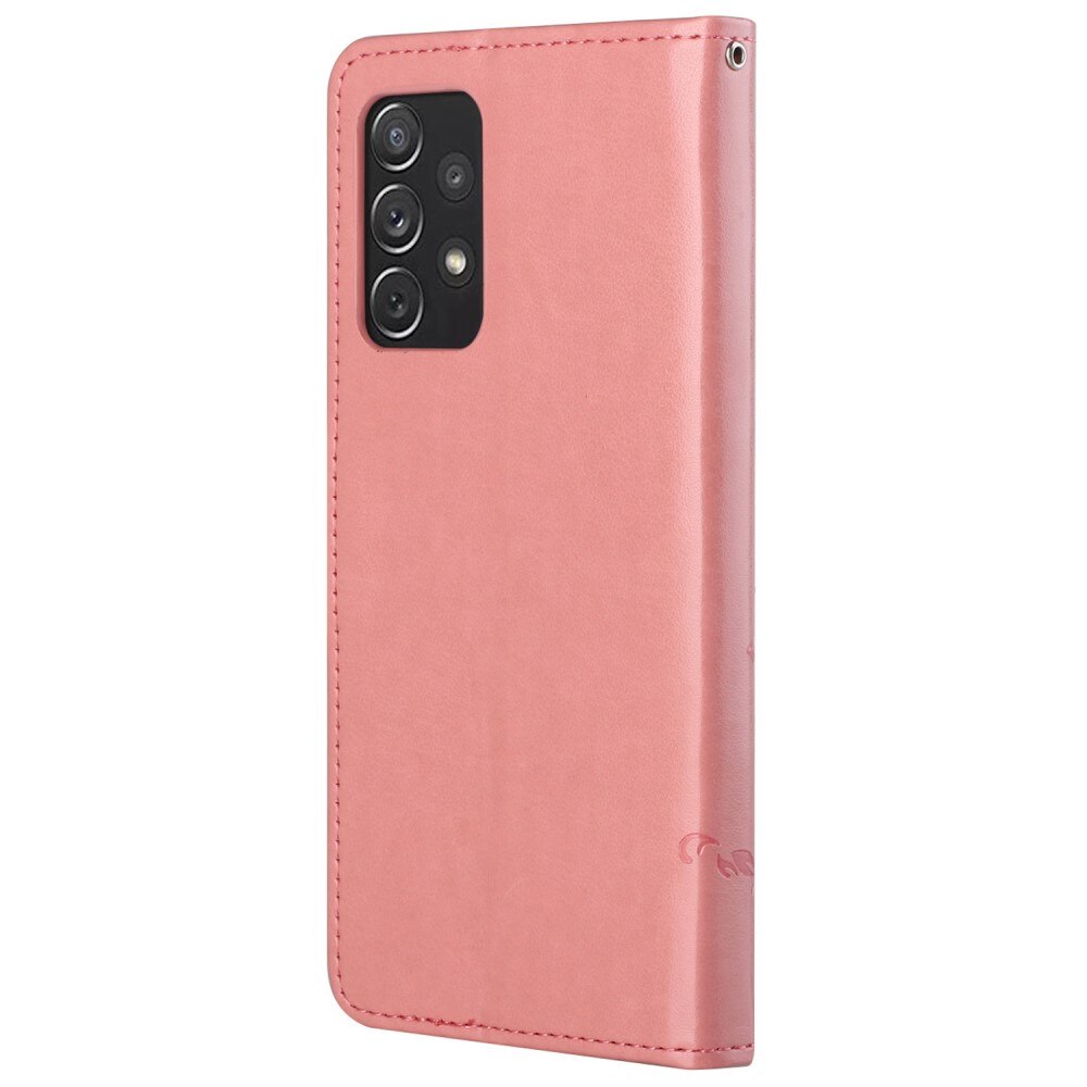 Lærveske Sommerfugler Samsung Galaxy A73 5G Rosa