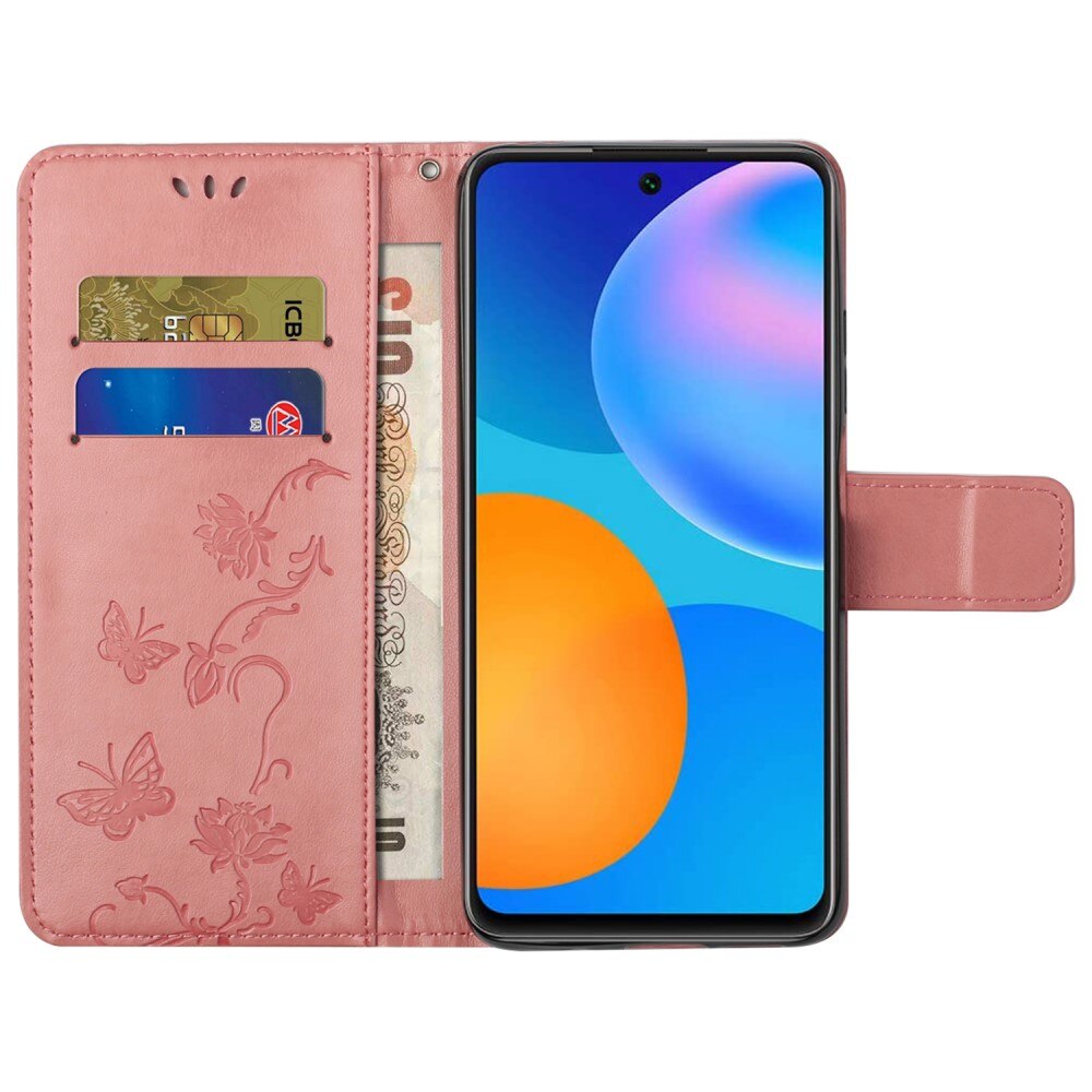 Lærveske Sommerfugler Samsung Galaxy A73 5G rosa