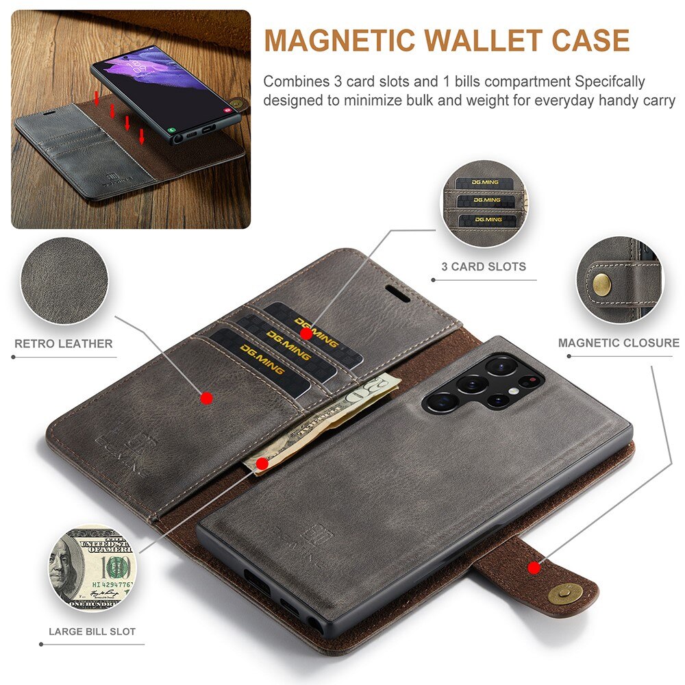 Magnet Wallet Samsung Galaxy S22 Ultra Brun