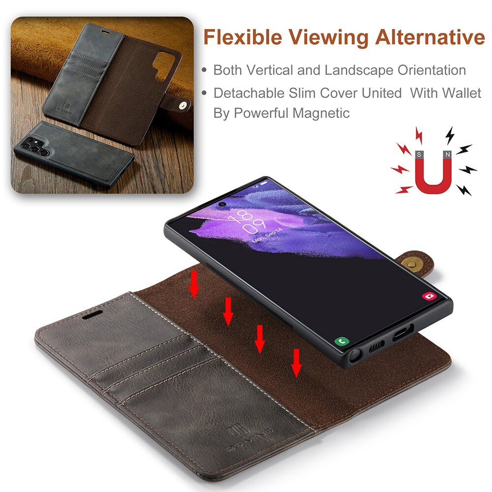 Magnet Wallet Samsung Galaxy S22 Ultra Brun