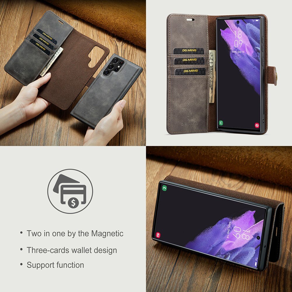 Magnet Wallet Samsung Galaxy S22 Ultra Brun