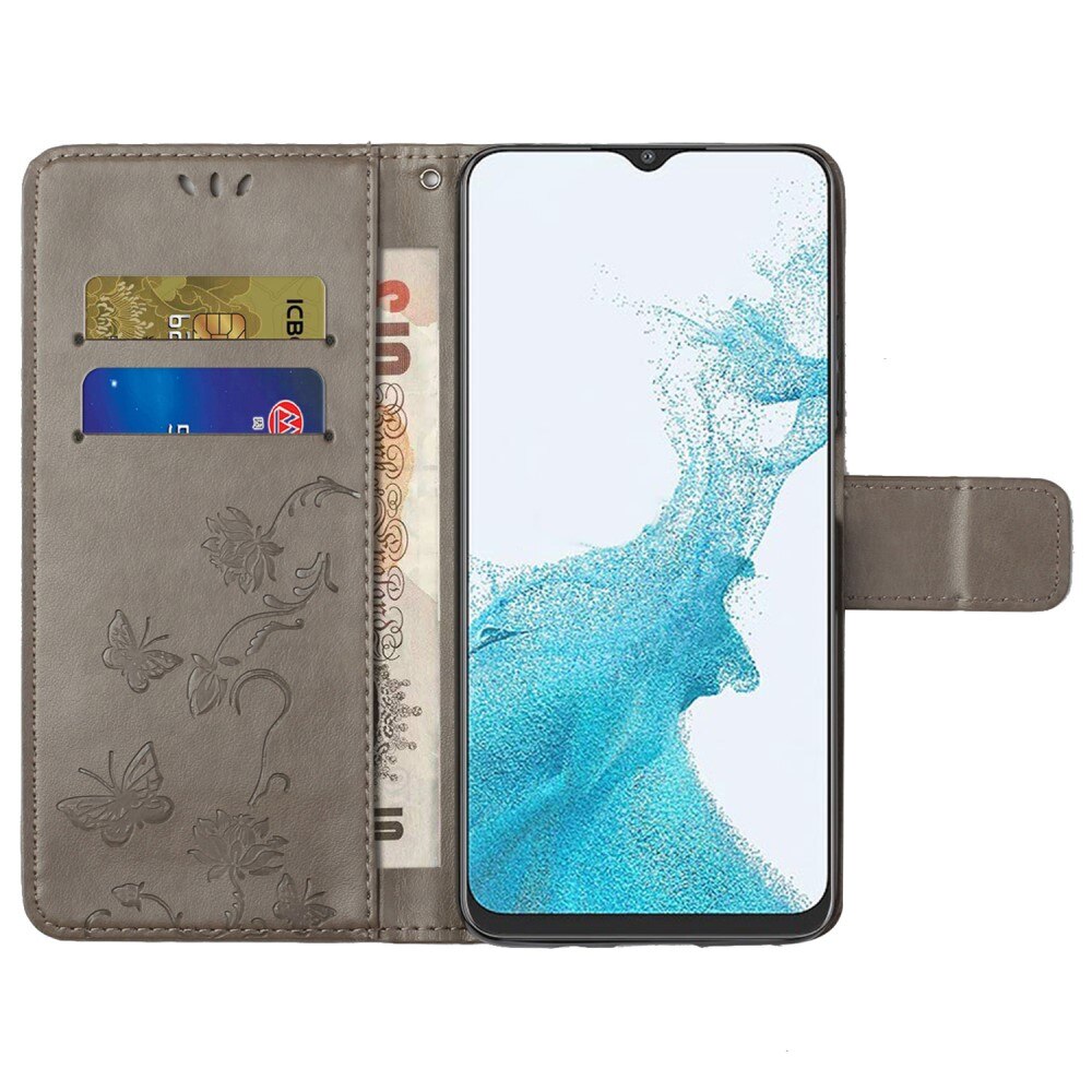 Lærveske Sommerfugler Samsung Galaxy A23 Grå