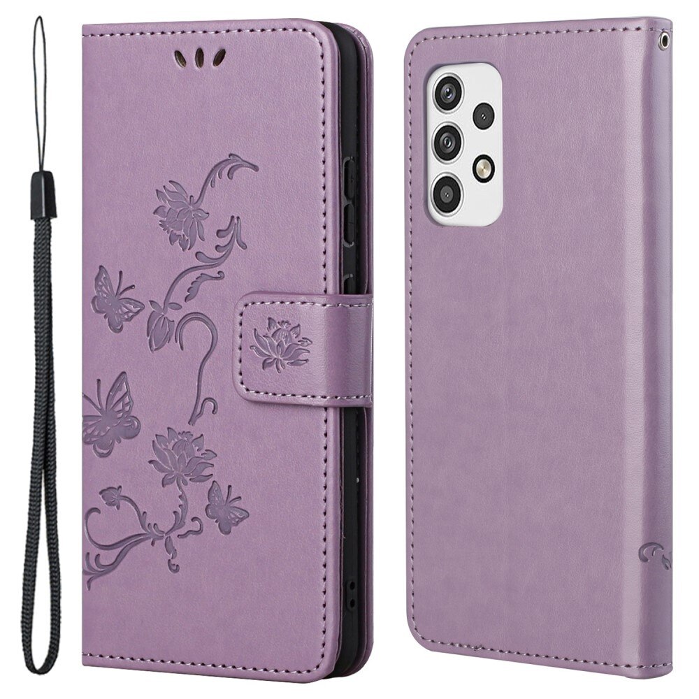 Lærveske Sommerfugler Samsung Galaxy A23 Lilla