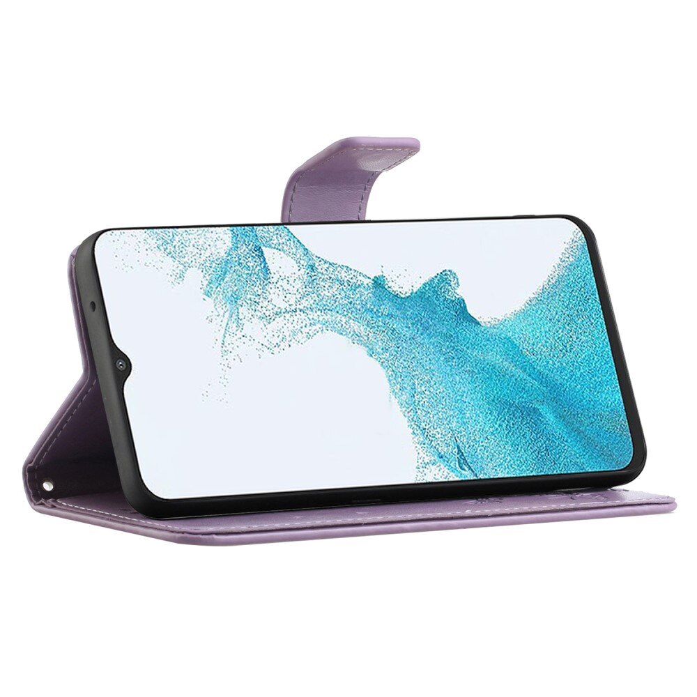 Lærveske Sommerfugler Samsung Galaxy A23 Lilla