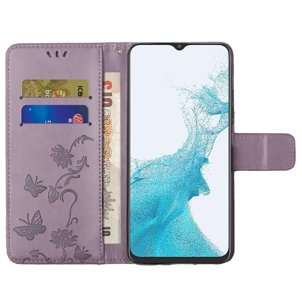 Lærveske Sommerfugler Samsung Galaxy A23 Lilla