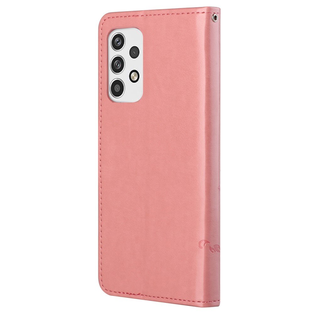 Lærveske Sommerfugler Samsung Galaxy A23 Rosa