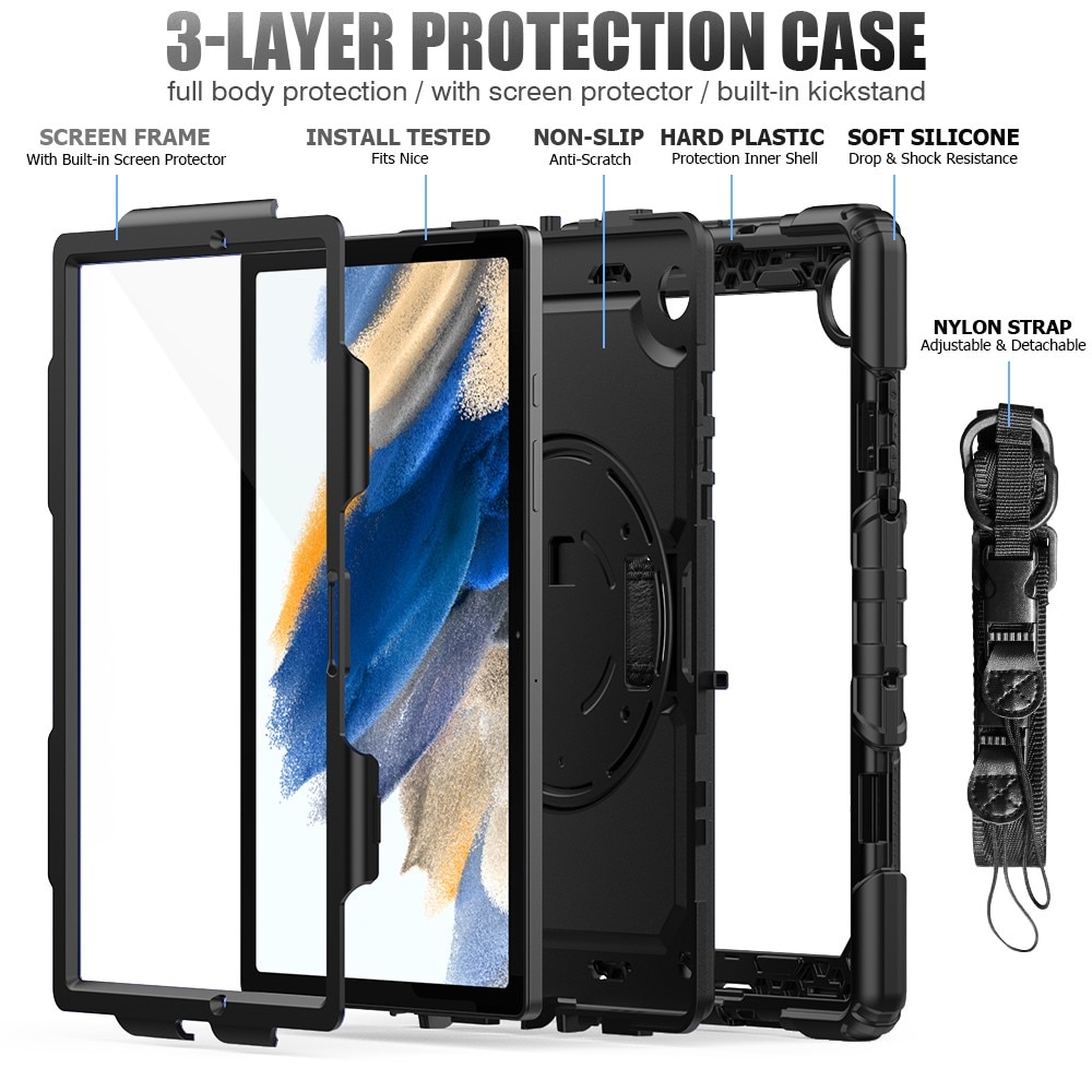 Støtsikker Full Protection Hybriddeksel Samsung Galaxy Tab A8 10.5 svart