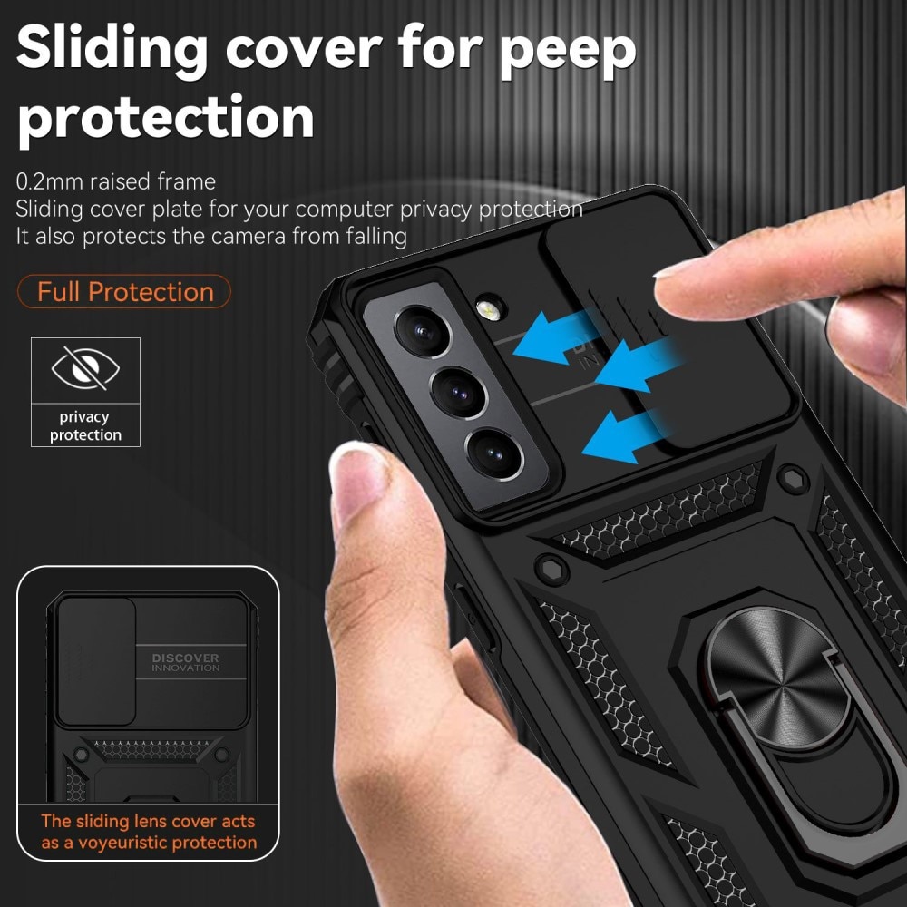Hybriddeksel Tech Ring+Kamerabeskyttelse Samsung Galaxy S21 FE svart