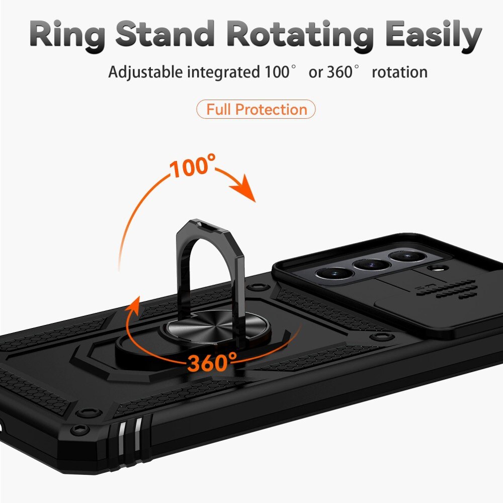 Hybriddeksel Tech Ring+Kamerabeskyttelse Samsung Galaxy S21 FE svart