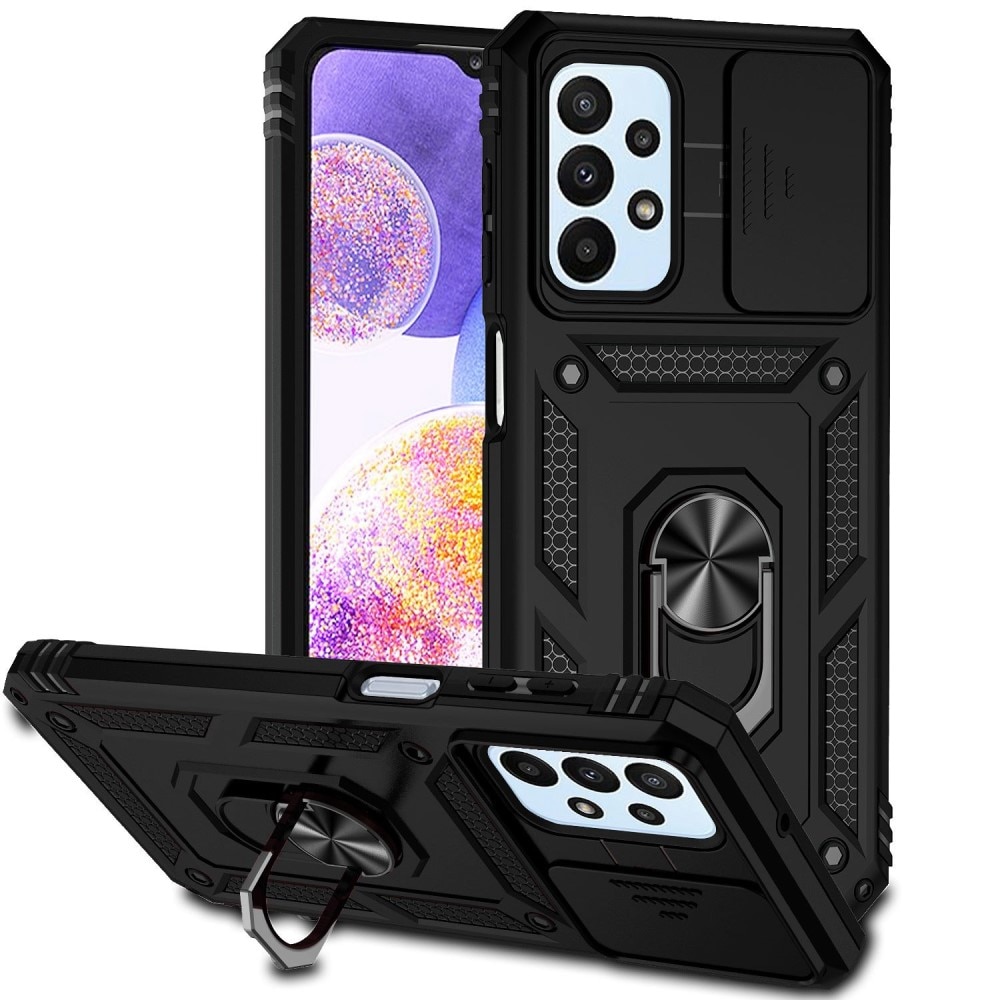 Hybriddeksel Ring + Kamerabeskyttelse Samsung Galaxy A23 Svart