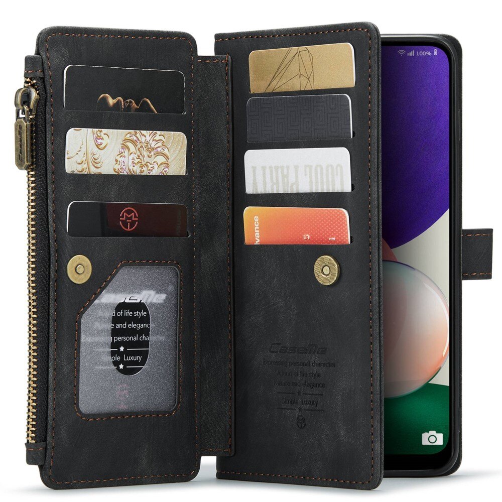 Zipper Wallet Samsung Galaxy A22 5G svart