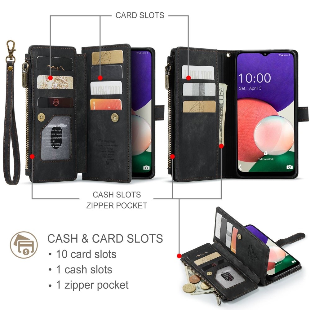 Zipper Wallet Samsung Galaxy A22 5G svart