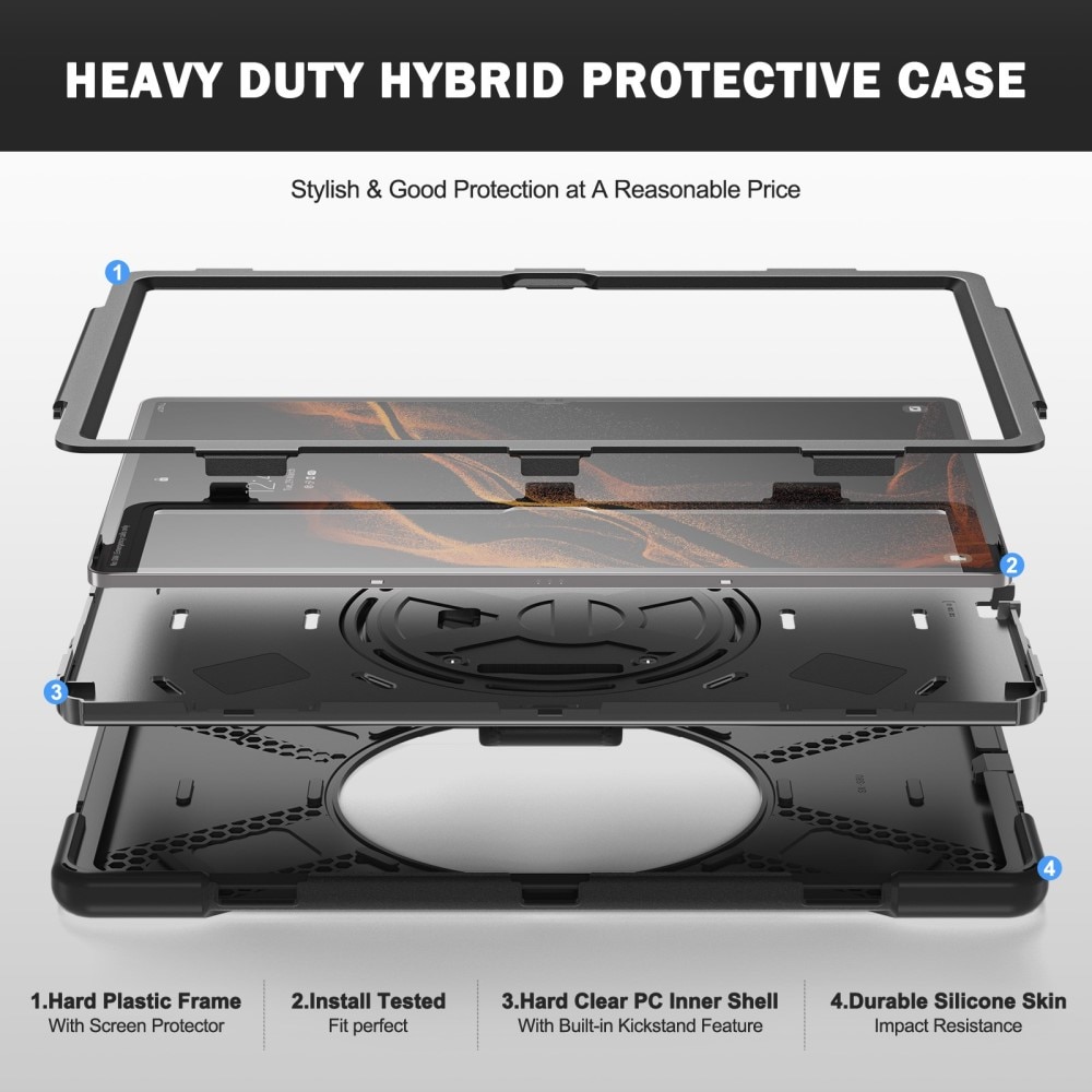 Støtsikker Hybriddeksel Samsung Galaxy Tab S8 Ultra svart