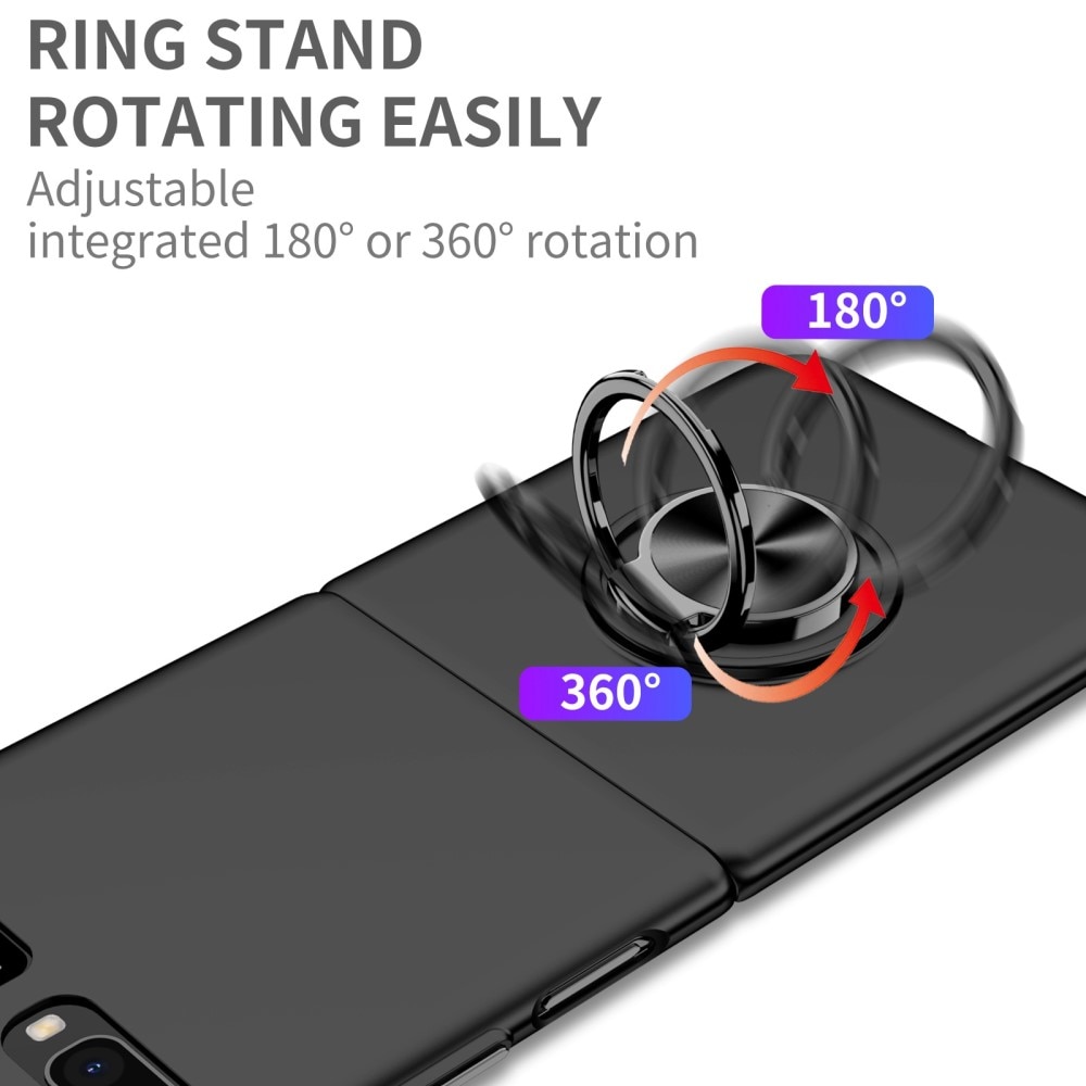 Samsung Galaxy Z Flip Deksel magnetisk ringholder svart