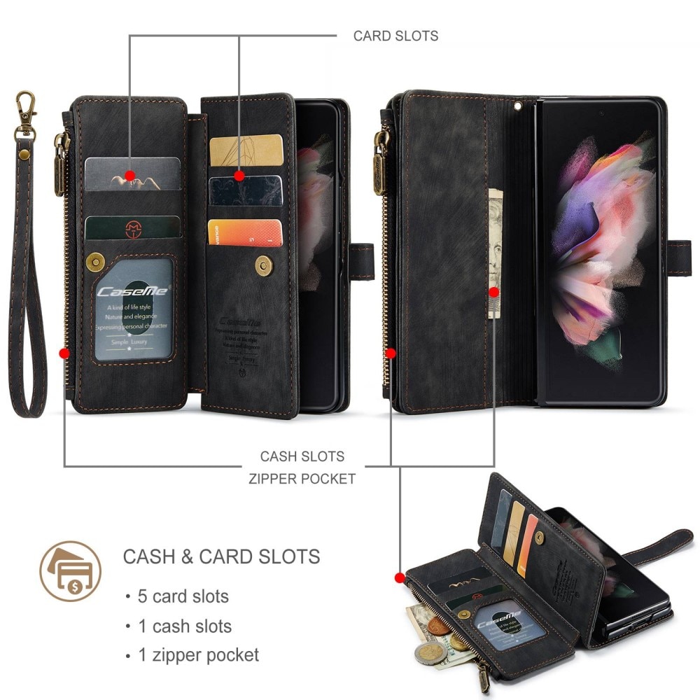 Zipper Wallet Samsung Galaxy Z Fold 3 svart