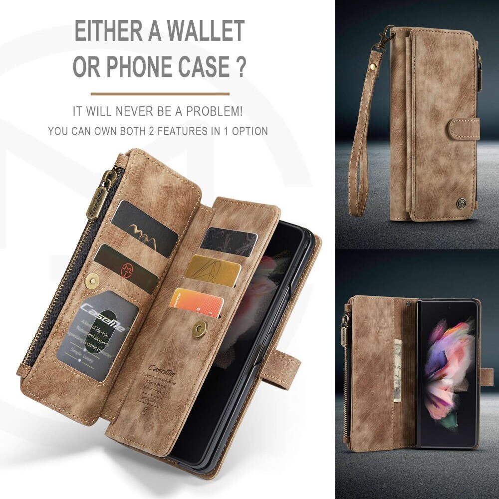 Zipper Wallet Samsung Galaxy Z Fold 3 brun