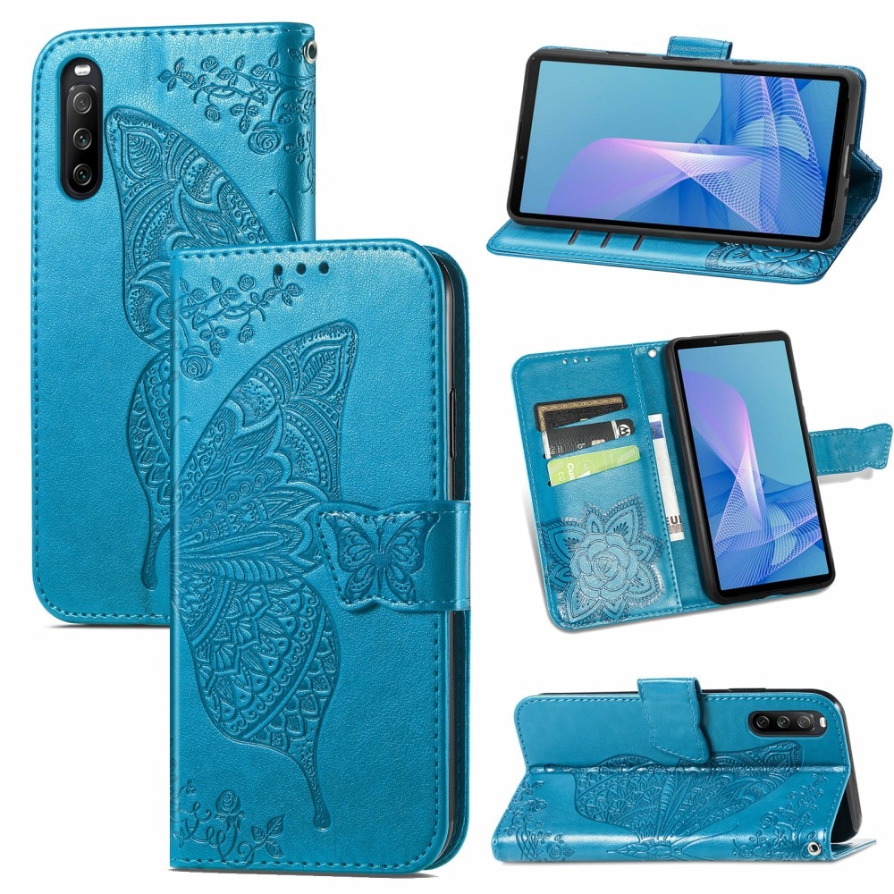 Lærveske Sommerfugler Sony Xperia 10 III Blå