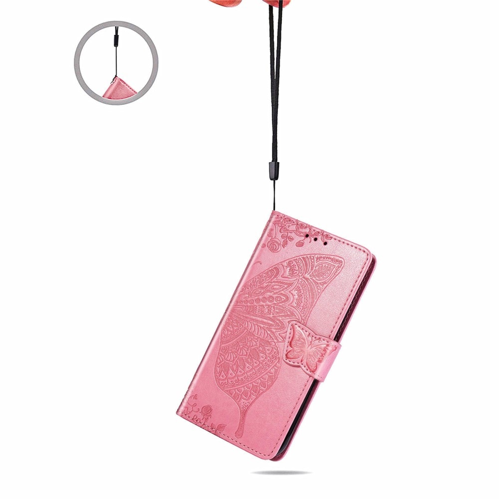 Lærveske Sommerfugler Sony Xperia 1 III rosa