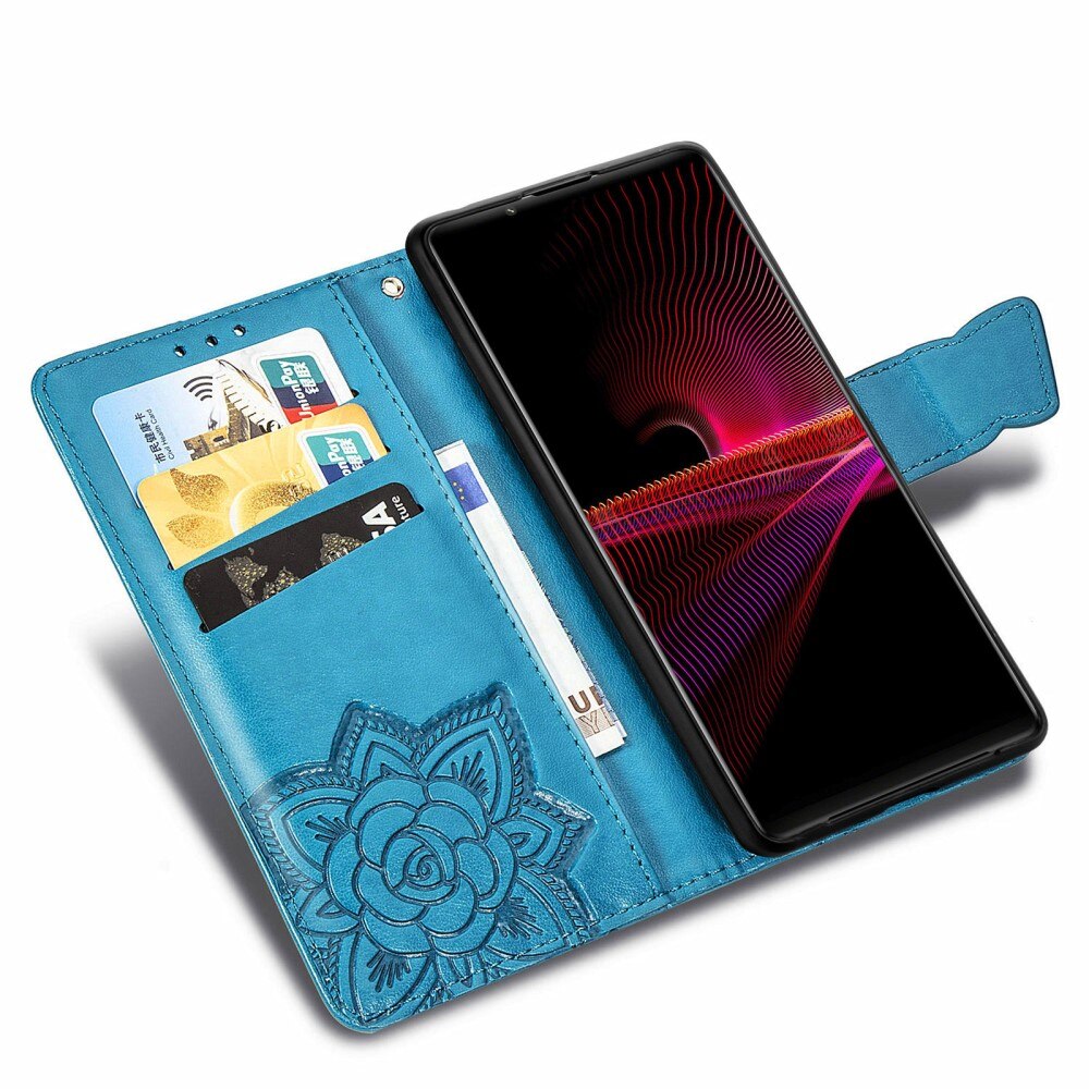 Lærveske Sommerfugler Sony Xperia 1 III Blå