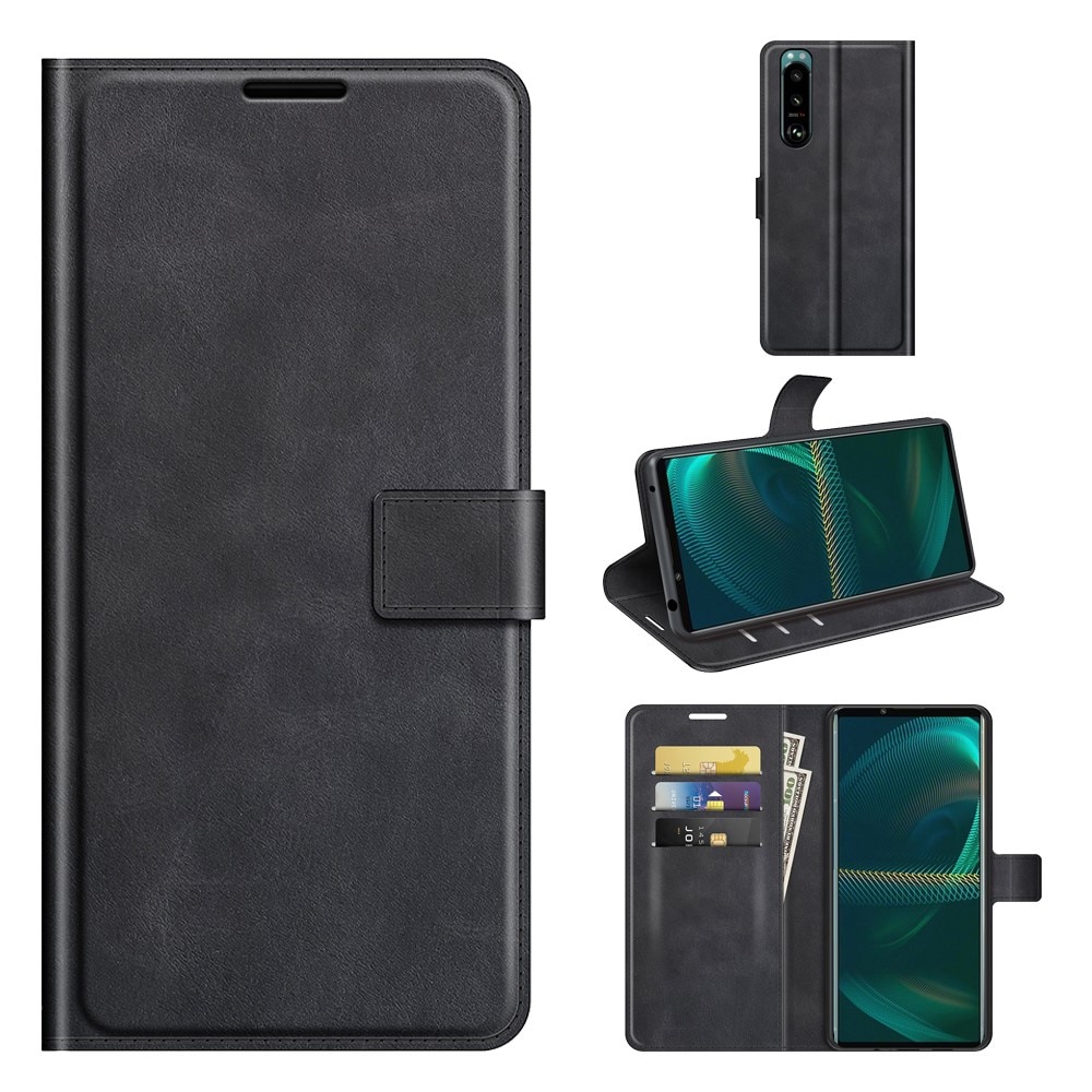 Leather Wallet Sony Xperia 5 III Black