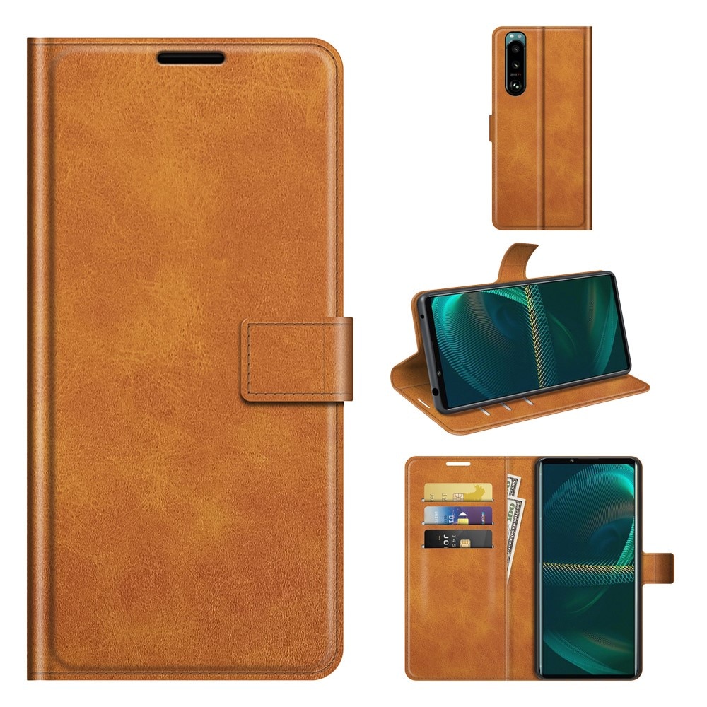 Leather Wallet Sony Xperia 5 III Cognac