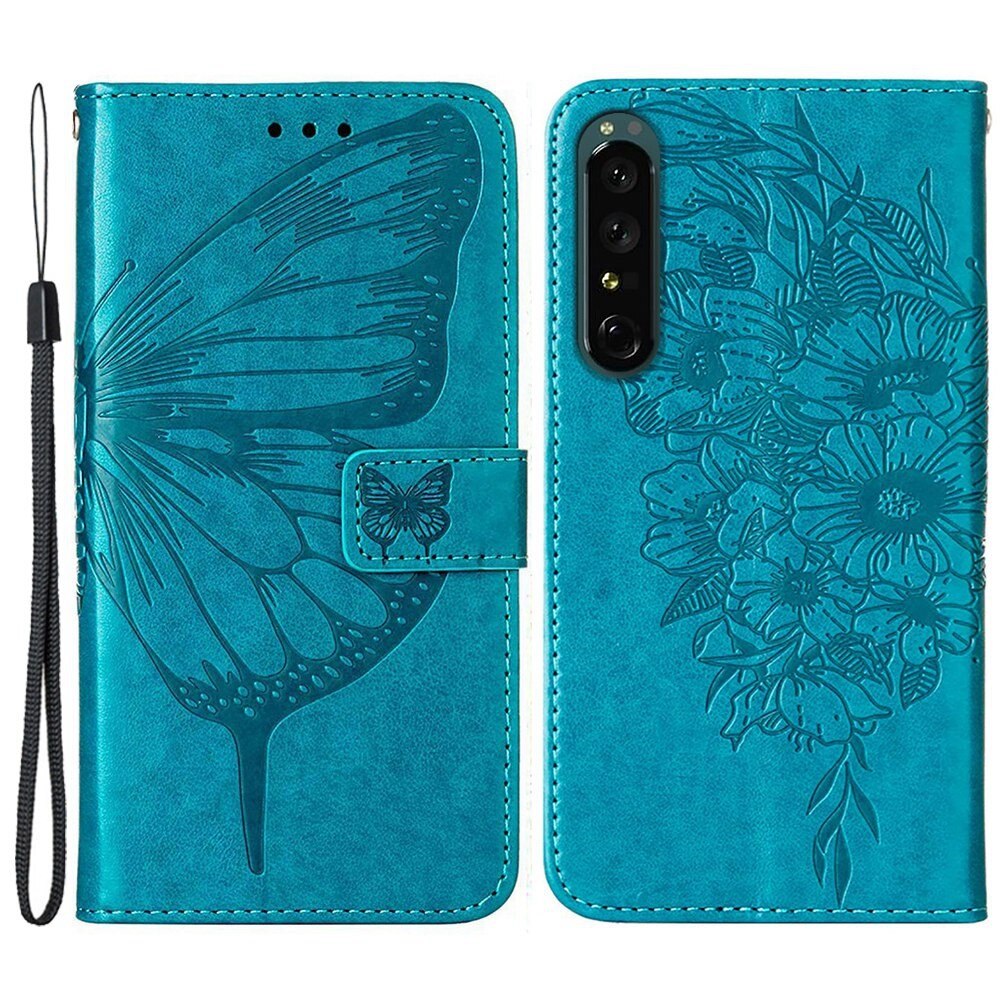 Lærveske Sommerfugler Sony Xperia 1 IV Blå