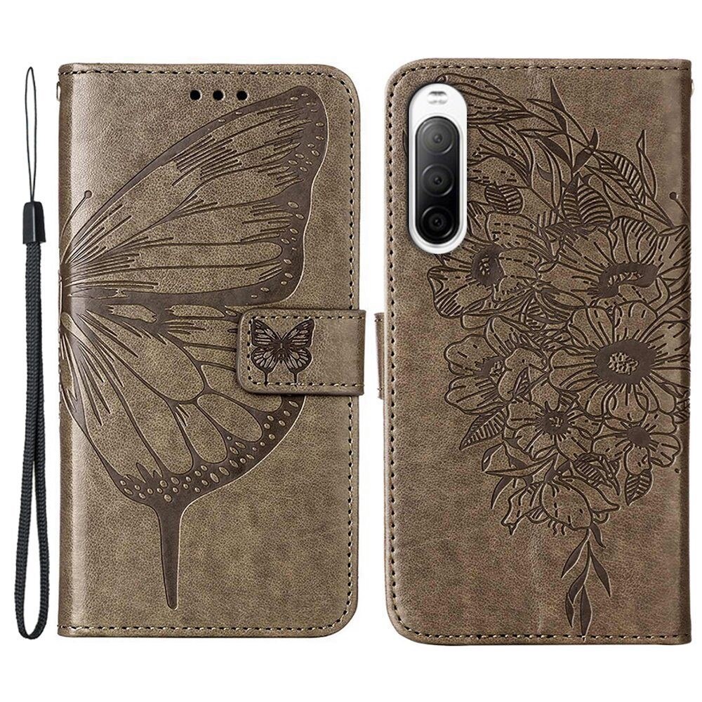 Lærveske Sommerfugler Sony Xperia 10 IV Grå