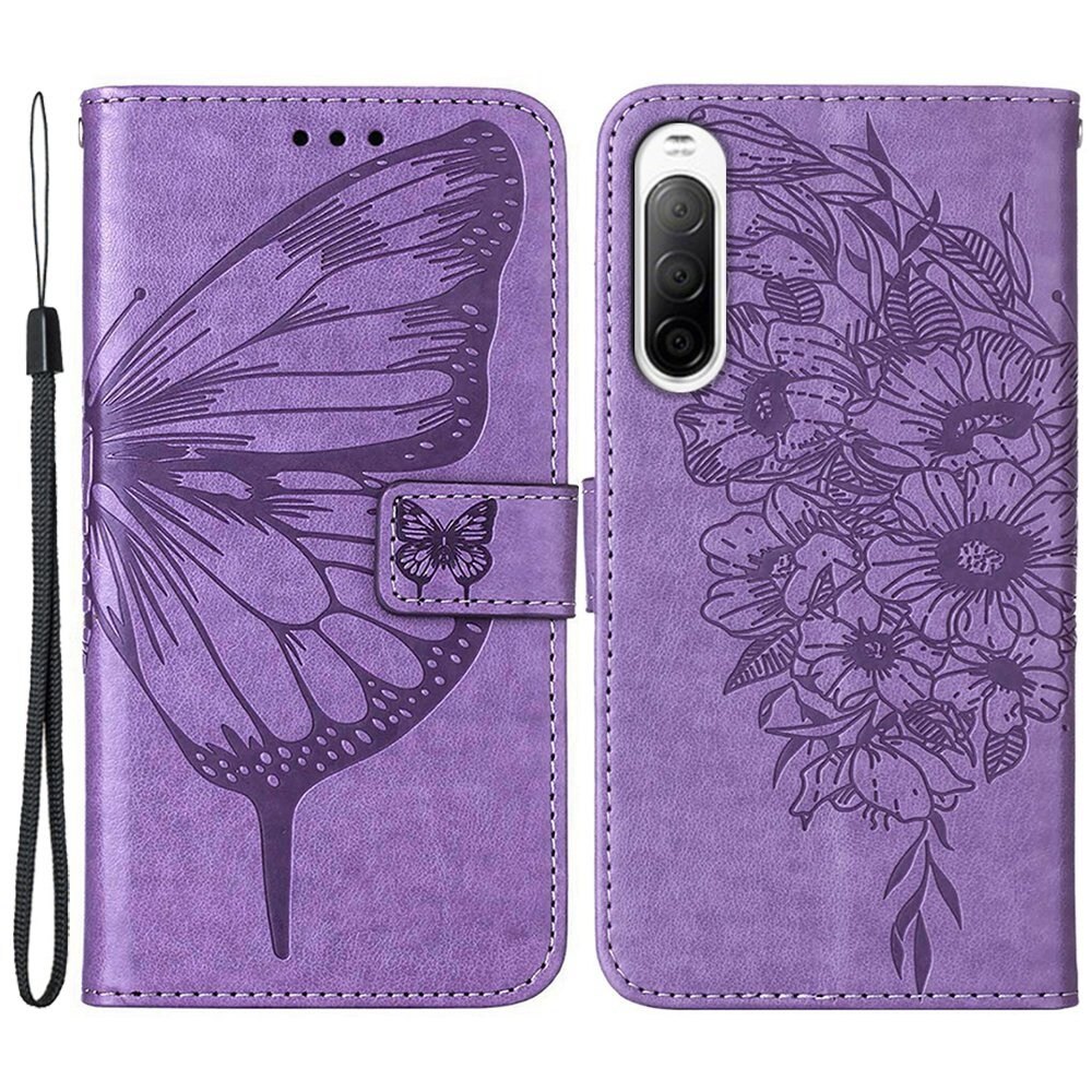 Lærveske Sommerfugler Sony Xperia 10 IV Lilla