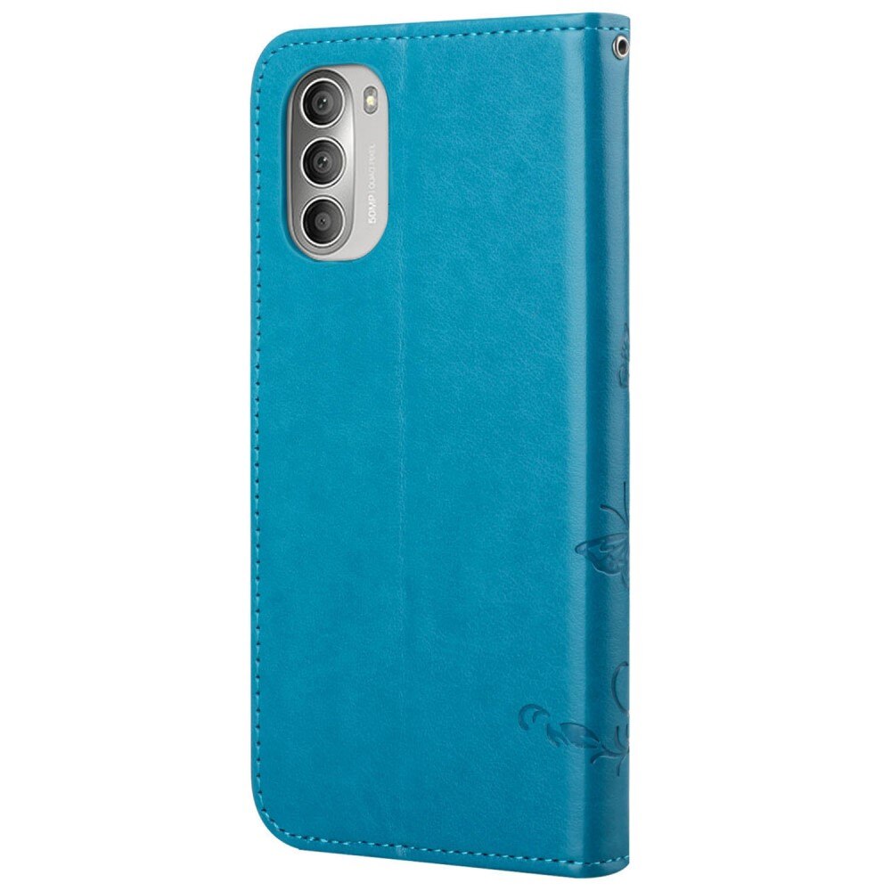 Lærveske Sommerfugler Motorola Moto G51 Blå