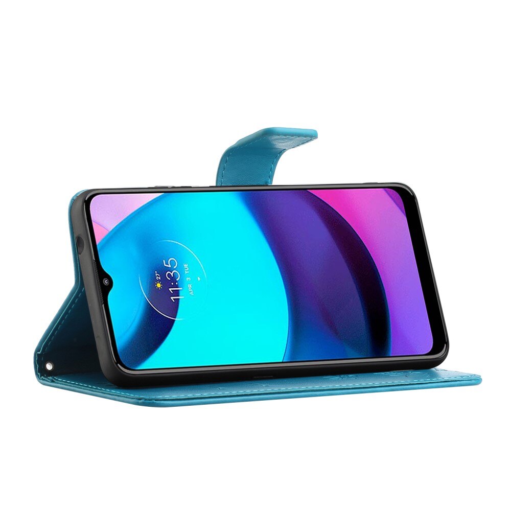 Lærveske Sommerfugler Motorola Moto E20/Moto E40 Blå